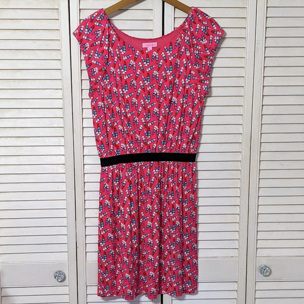 Lilly Pulitzer Laney Kissy Kiss Dress Lipstick Size L